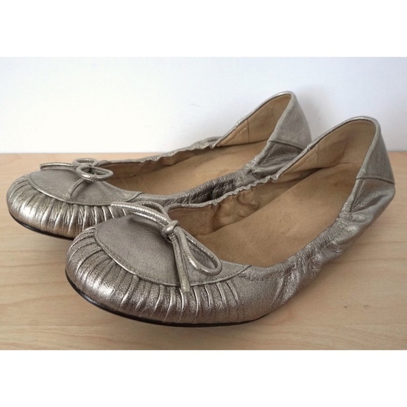 STUART WEITZMAN Bronze Leather Slip On Ballet Flat - Picture 4 of 8